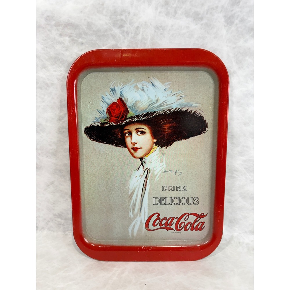 Vintage Coca-Cola Metal Serving Tray Hamilton King Girl Red Tin Sign‎ 13x10